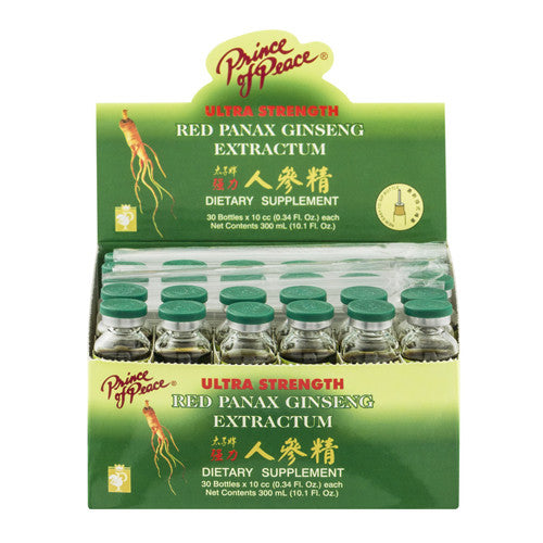 Prince of Peace Ultra Strength Red Panax Ginseng Extractum Supplement 10 cc, 30 Ea